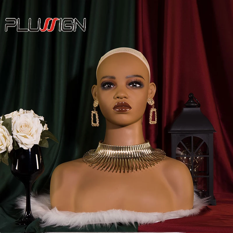 AfricanManikinHeadRealisticMannequinHeadWithShouldersFor
