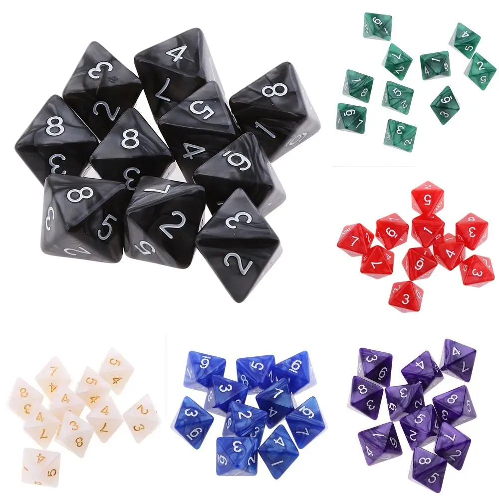 

10Pcs/set Multifaceted D8 16mm Colored Digital Dice Set 8 Sided Acrylic Party Table Game Opaque Polyhedral Dices