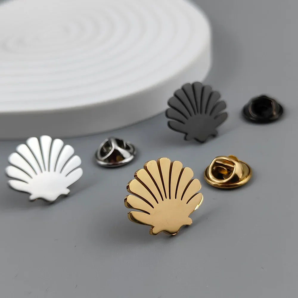 

Stainless Steel Shell Shape Brooches for Men Personalized Gold Plated Brooch Corsage Men's Jewelry Accessories Wedding Gifts