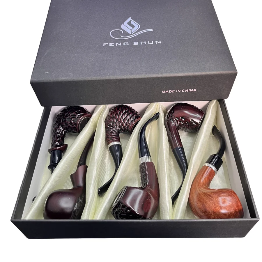 6 Pcs/Set Resin Imitation Wood Smoking Tube Detachable Cigarette Holder Easy To Clean for Friend Father smoking accessories tobacco smoking accessories