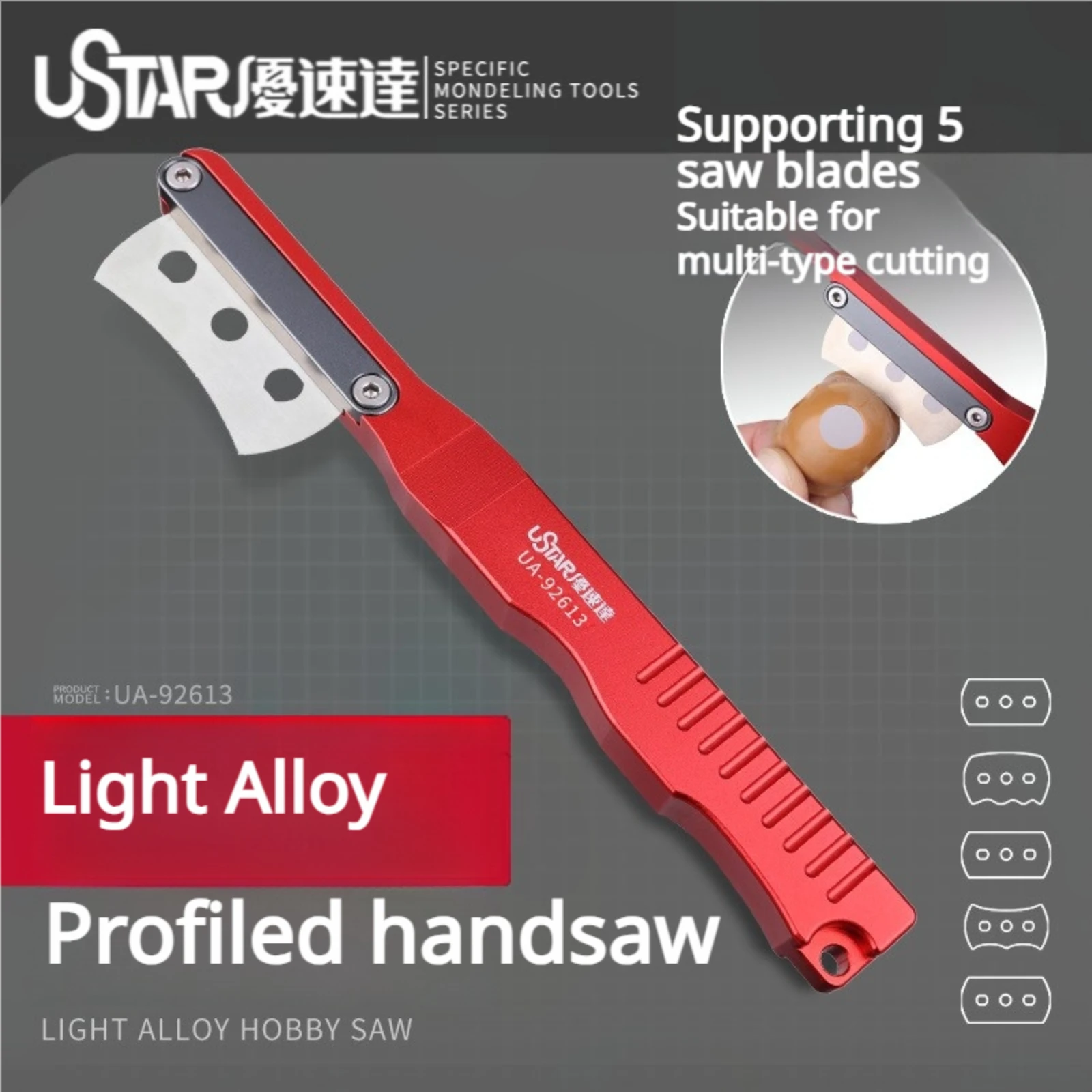 Ustar UA-92613 Light Alloy Hobby Saw 5 Saw Blades Tool Set Cutters for Gundam Model Cutting Tools Model DIY Building Tools