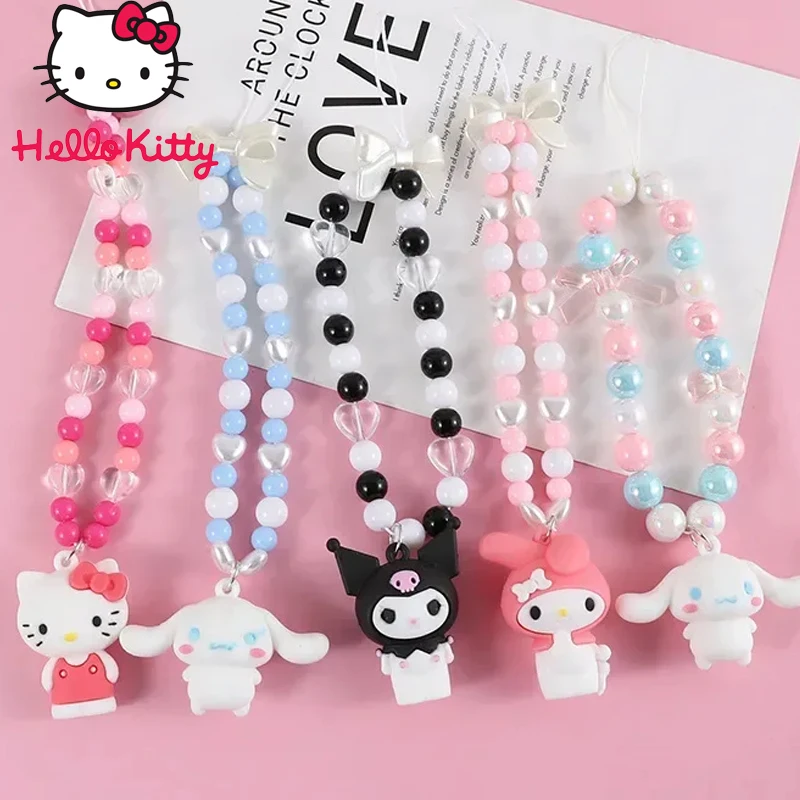 

Kawaii Hello Kittys Doll DIY Phone Case Chain Cartoon My Melodys Kuromis Cinnamorolls Beaded Backpack Pendant Decorative Gifts