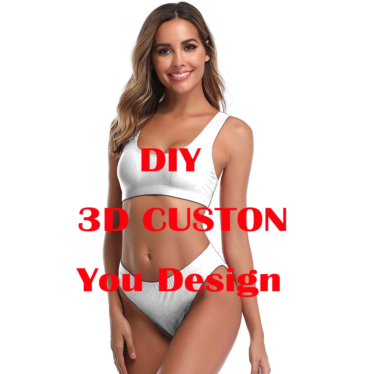 Drop Shipping VIP Link Tops DIY Girl High-Waisted Bikini Premium 3D Printed Uniqe Beach Summer Swimmwear