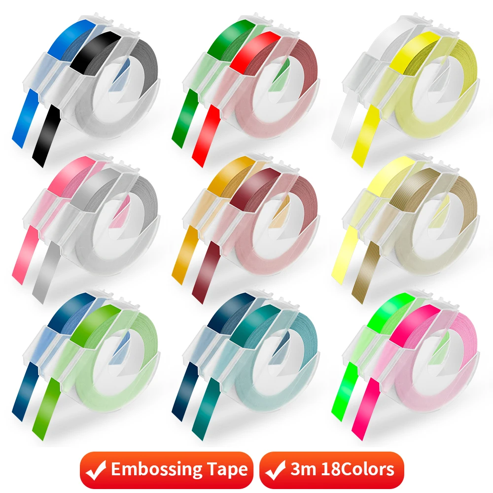 

Color 3D Embossing Label Tape 9mm Compatible Dymo Typewriter 12965 1880 1540 1610 Motex E101 E202 Labeling Machine Dimo Labeller