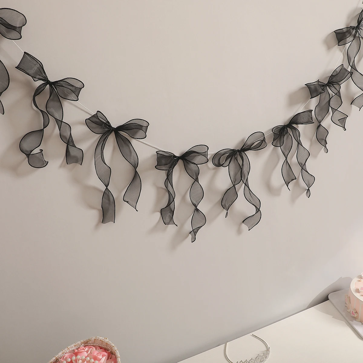 Elegant Multicolor Bow Ribbon Banner for Festive Wall Decoration