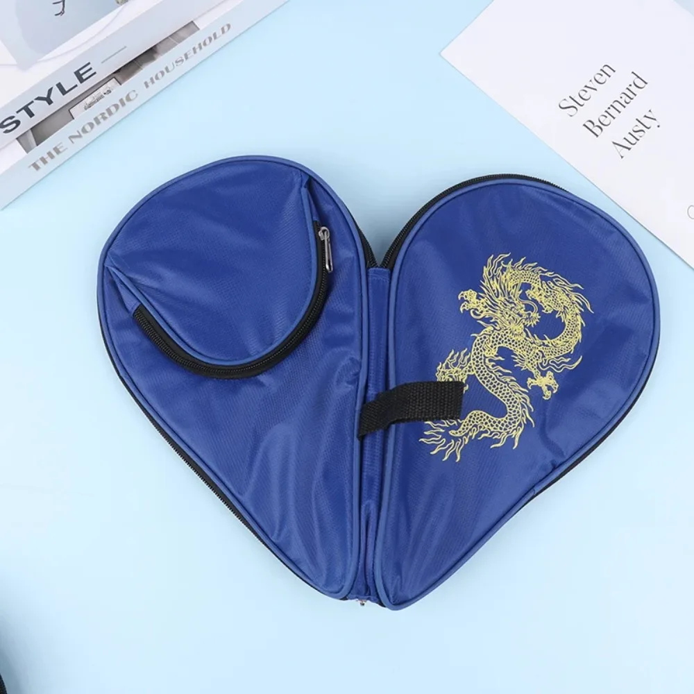 1pc Table Tennis Racket Bag With Hand Strap Dragon Pattern Portable Table Tennis Racket Case Sports Bag Large Capacity Dustproof