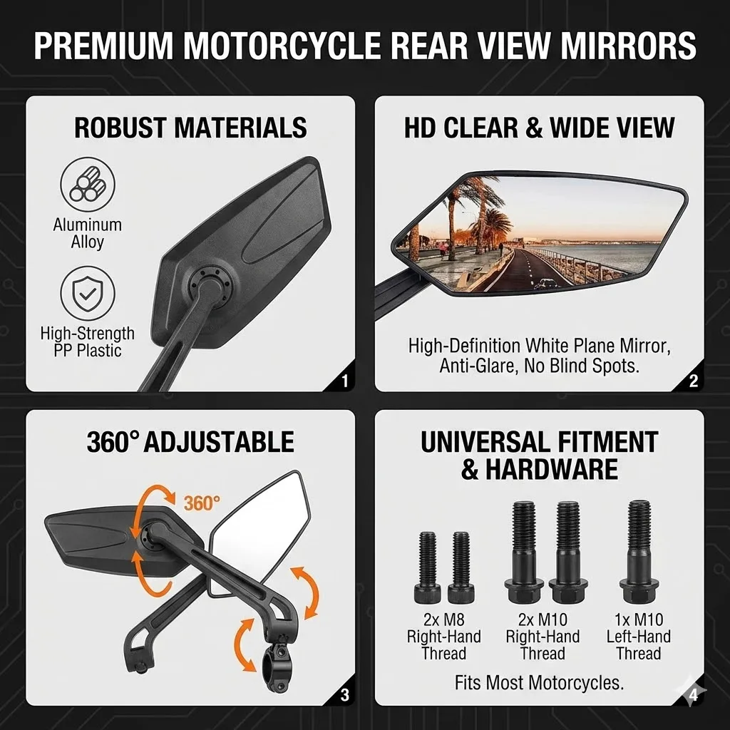 KYMCO AK550 ak550 AK 550 2017-2023 2024 2025 2026 용 오토바이 백미러 조절식 사이드 미러 액세서리