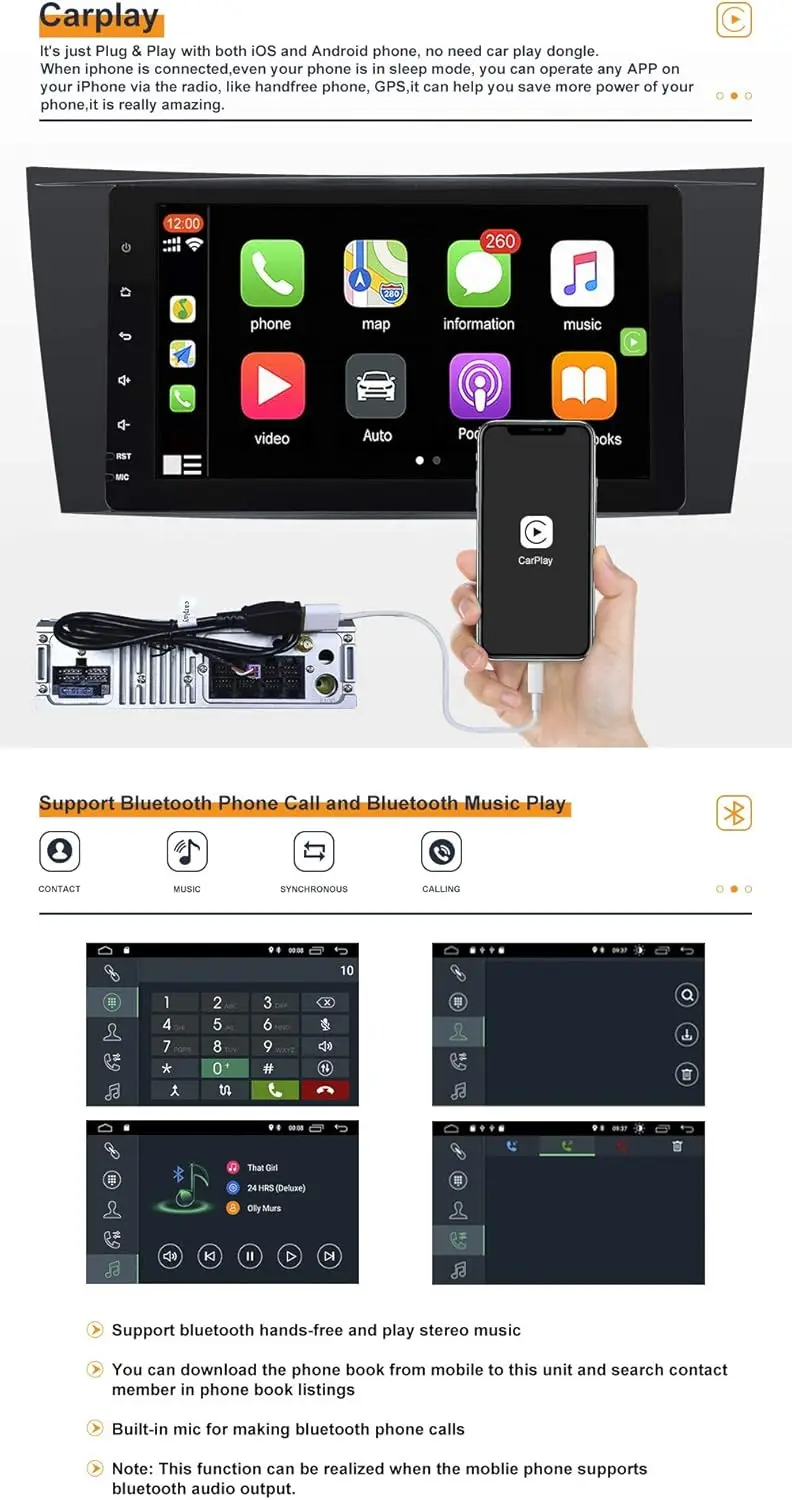 Android 13 Car Stereo Radio Head Unit GPS Navigation For Mercedes Benz E-Class W