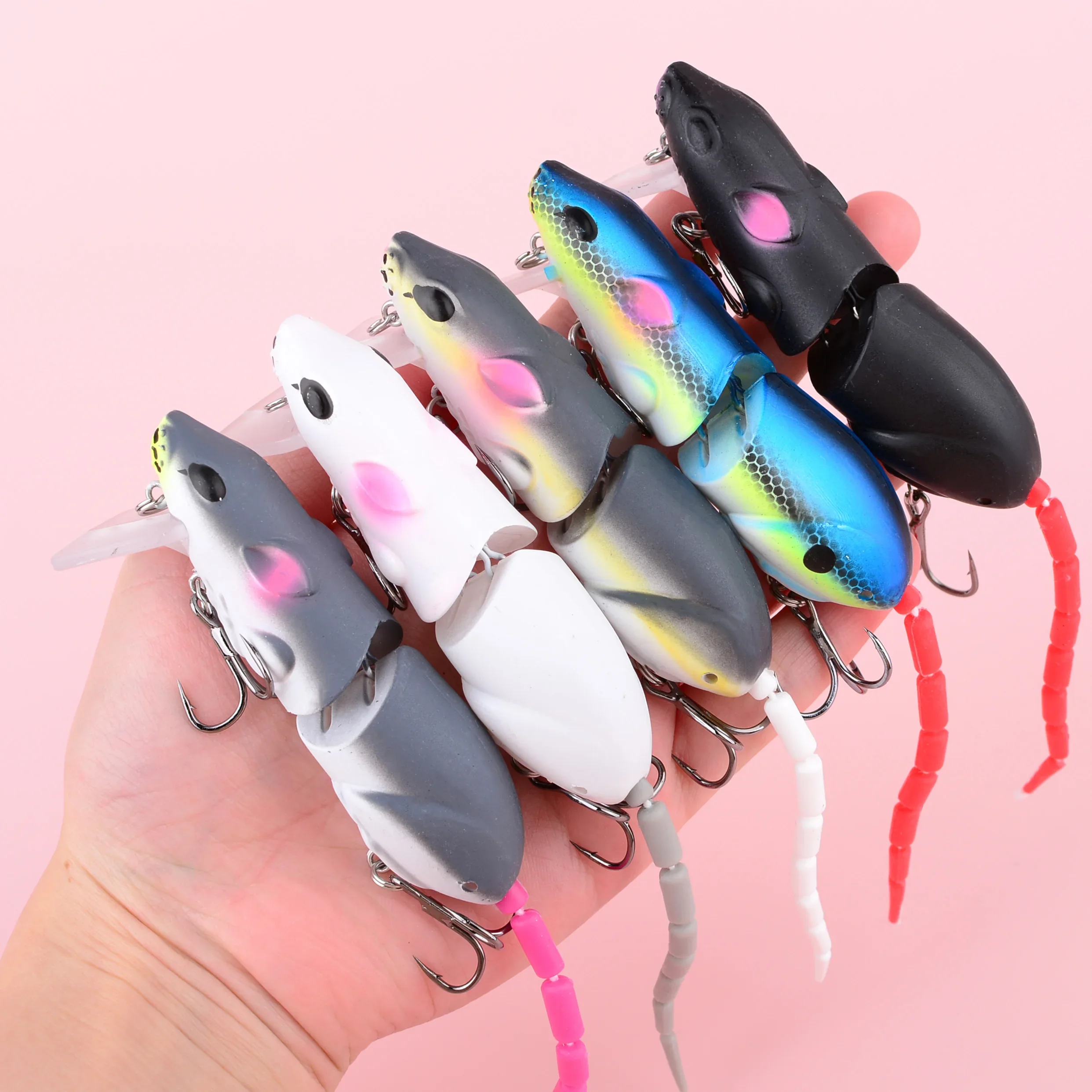 8CM Maus-Köder Künstlicher Plastik-Mausköder Schwimmköder Ratte Hecht Barsch Minnow Schwimmende Köder Angelzubehör – Detail 5
