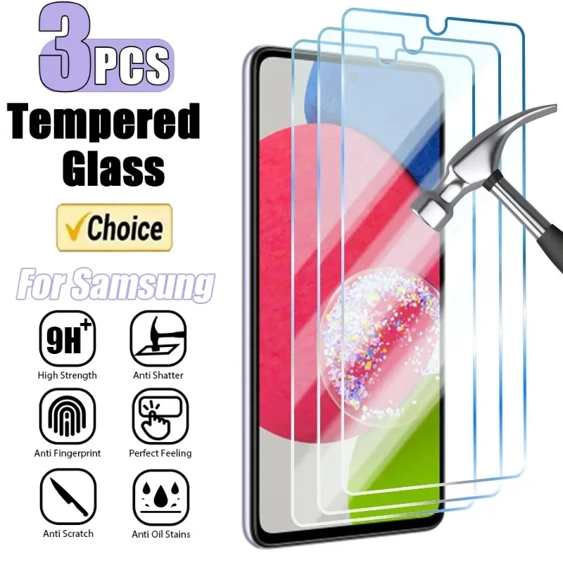 Tempered Glass Samsung Galaxy A14 A54 A53 A13 A33 A34 A52S 5G Screen Protector Samsung A52 A73 A21S A51 A72 3PCS