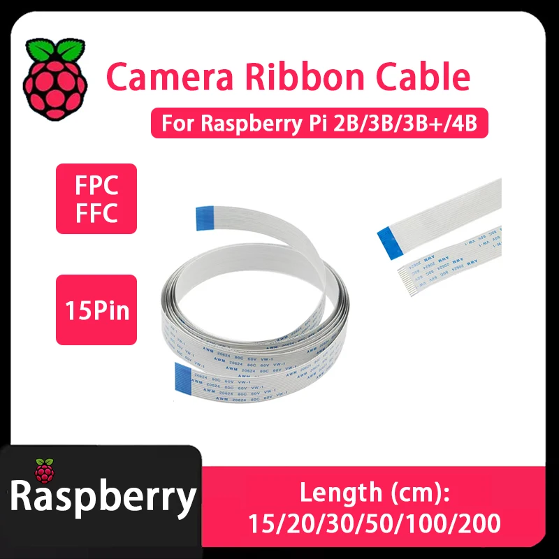 Raspberry Pi Camera 15Pin Flexible Flat Cable 15/20/30/50cm Extension Cable FFC Extension For Raspberry Pi 2B 3B 3B+ 4B