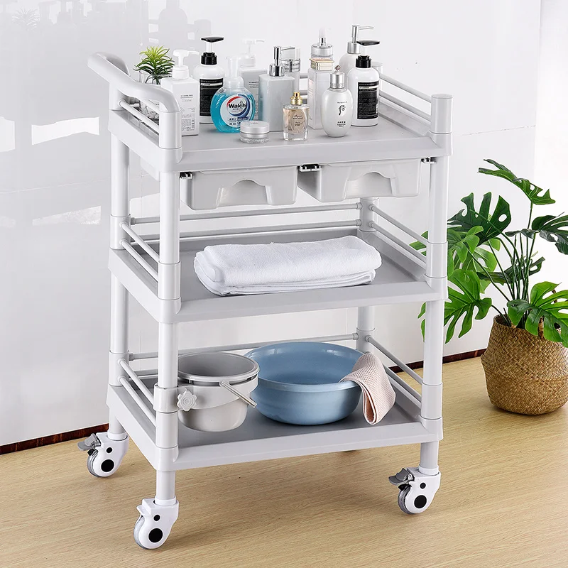 Service Aesthetic Salon Trolley Medical Rotating  Detailing Rack Salon Trolley Black Multifunction Muebles Spa Furniture Fg19 multifunction black u shaped acrylic display stand handbag rack shoe stand holder purse wallet stand rack