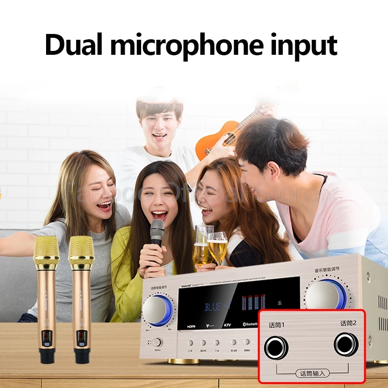 1500W High Power 5.1 Professional Sound Amplifier Household Multifunction HiFi Audio Amplifier Supports for Bluetooth/HDMI/USB