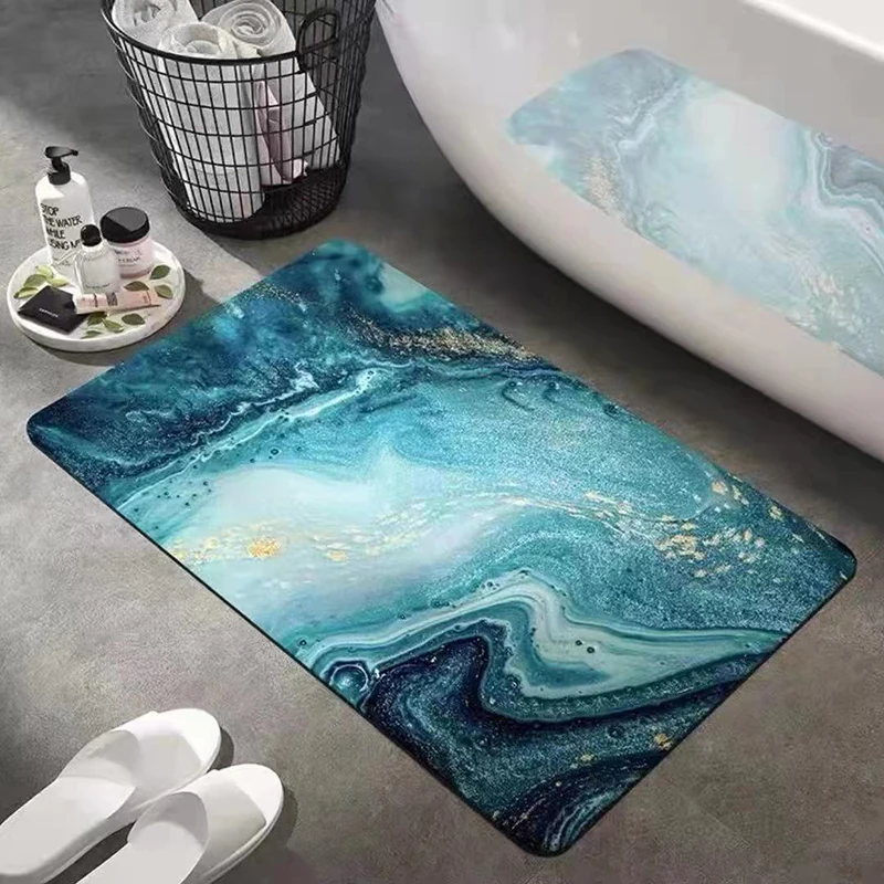 

Quick-Drying Absorbent Bath Mat Bathroom Diatom Mud Stone Pattern Anti-Slip Carpet Household Bathtub Shower Mat Front Doormat