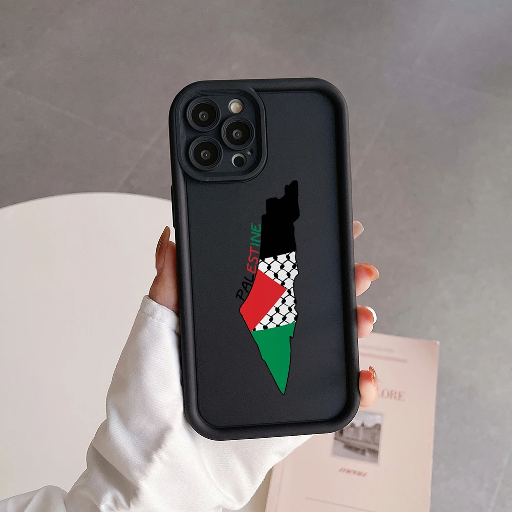 thumbnail image 1 of Funda protectora para cámara de pasaporte con mapa de la bandera de Palestina de dibujos animados para iPhone 15, 14, 13, 12, 11 Pro Max, Mini XR, XS, X, 8 Plus, funda de TPU suave, 1 of 4