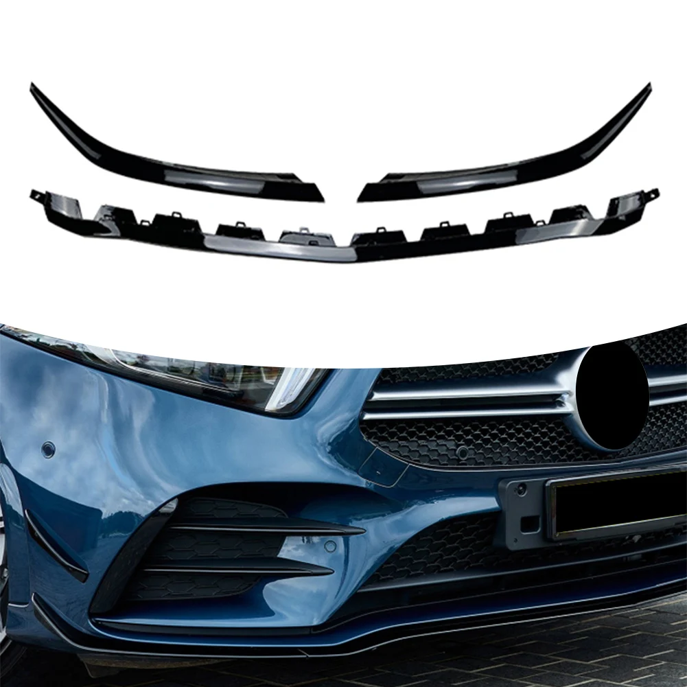 

3Pcs Car Front Bumper Lip Chin Spoiler Splitter Body Kit Trim For Mercedes Benz A-Class W177 A180 A200 A220 ABS Plastic