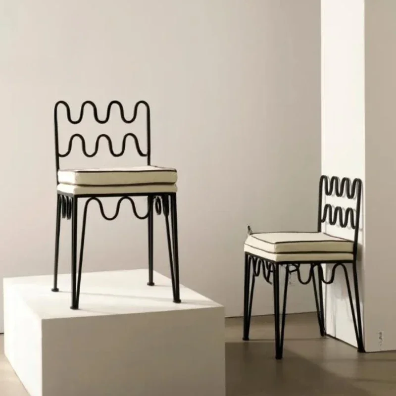 Iron Dining Chair Designer Home Retro Wave Creative Antique Leisure