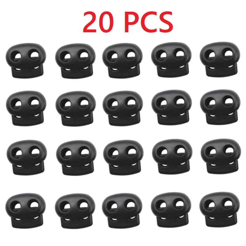 

50/20PC 5mm Hole Spring Cord Locks Plastic Toggle Stopper Sliders Adjuster Fastener Clip For DIY bungee rope Drawstring Shoelace