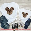 New Leopard Minnie Mouse Print Kawai Mother Kids Family Matching Outfits Disney Tops White Short Sleeve Mom and Daughter Clothes 3