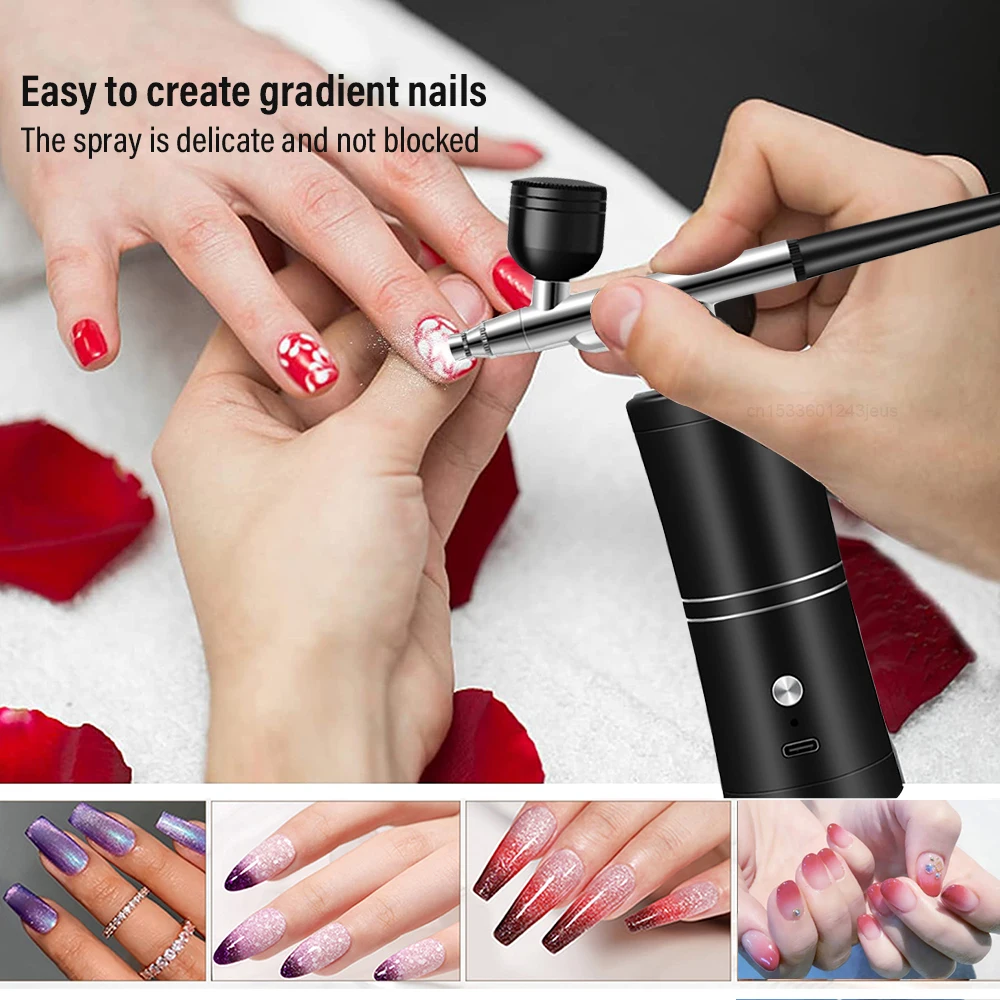 Airbrush Nail With Compressor Portable Air brush Nails Compressor For Nail Art Paint Painting Crafts Airbrush Compressor Kit 6