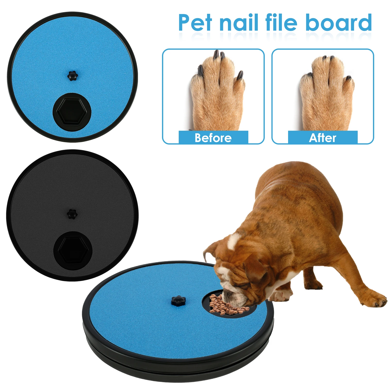 

Dog Scratch Pad for Nails Non-Slip Dog Scratch Board with 6 Snack Compartments Rotating Round Dog Nail Scratch Board Removable