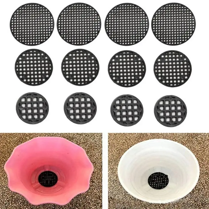 

50Pcs Flower Pot Hole Mesh Pad Round Bonsai Pot Bottom Grid Mat Mesh Drainage Netting Hole Screen Gardening Accessories