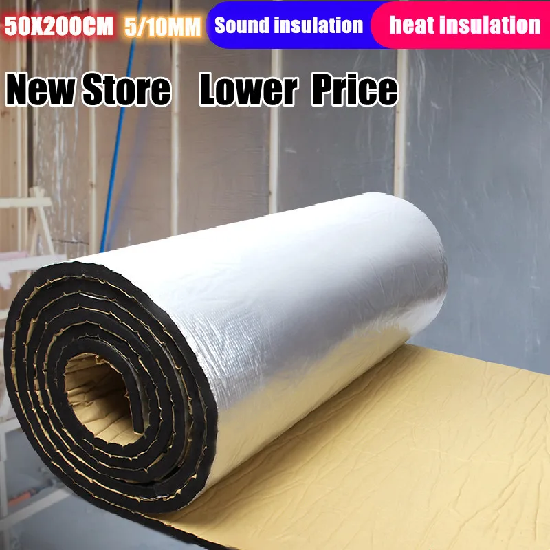 50x200cm 5/10mm Car Sound Deadener Mat Noise Bonnet Insulation Deadening Proofing Cotton for Hood Engine Sticker | Автомобили и