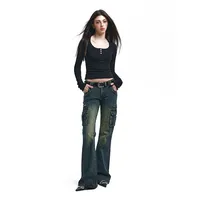 Women Blue Baggy Cargo Jeans Harajuku Y2k 90s Aesthetic High Waist Denim Trouser 2000s Oversize Jean Pants Vintage Clothes - Image 2