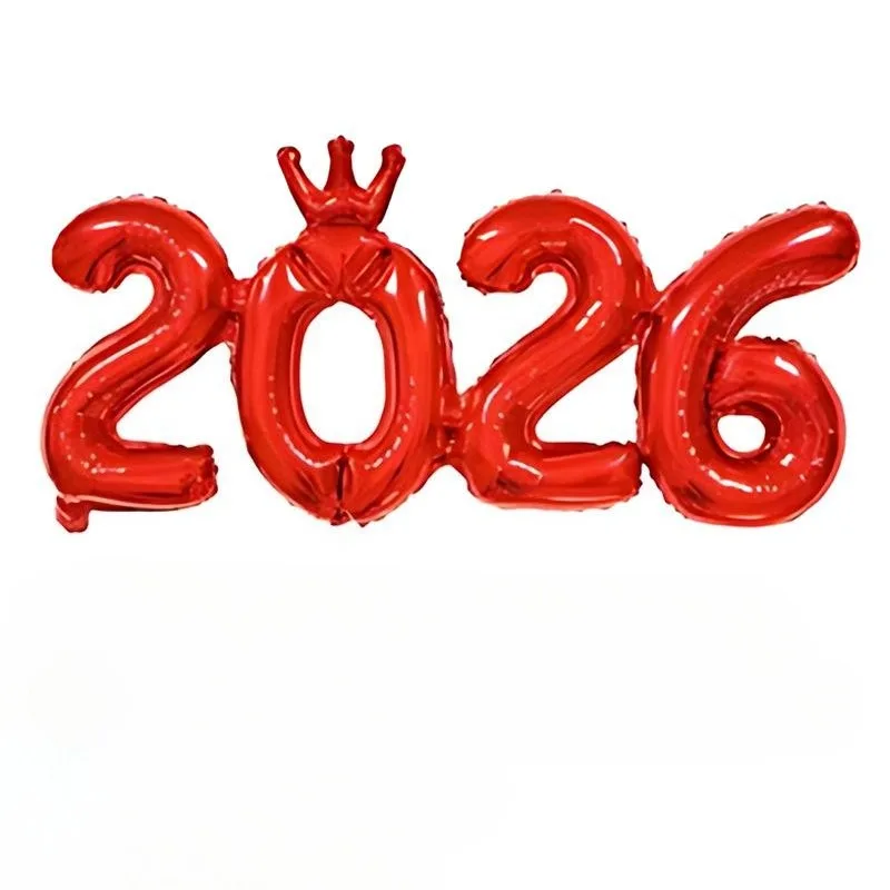 2026 Foil Number Balloon - Metallic New Year's Eve Party Decoration with Floor Stand, Sparkling NYE Countdown Celebration Decor