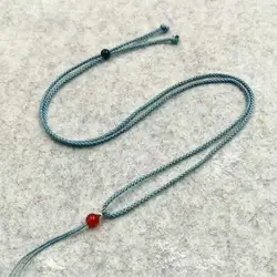 Vibrant Adjustable Rope Necklace (Emerald green)