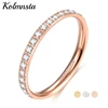Kolmnsta 2mm Women Titanium Ring Cubic Zirconia Anniversary Wedding Engagement Band Size 4 to 13 bagues pour femme 1