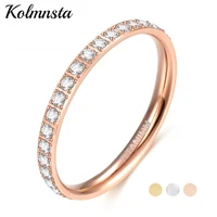 Kolmnsta 2mm Women Titanium Ring Cubic Zirconia Anniversary Wedding Engagement Band Size 4 to 13 bagues pour femme 1