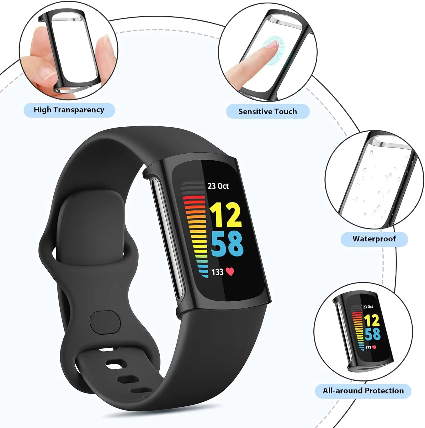 4 Protections D'écran En Verre Trempé Pour Fitbit Charge 6 / Charge 5 - 9H, Anti-rayures, HD Clair, Installation Facile