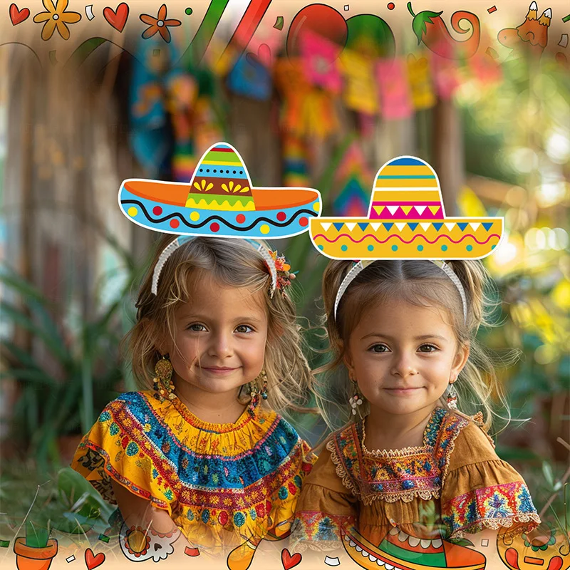 12 Diademas De Sombrero Mexicano Para Fiestas - Con Flecos De Bola, Colores Vibrantes, Ideal Para Cinco De Mayo