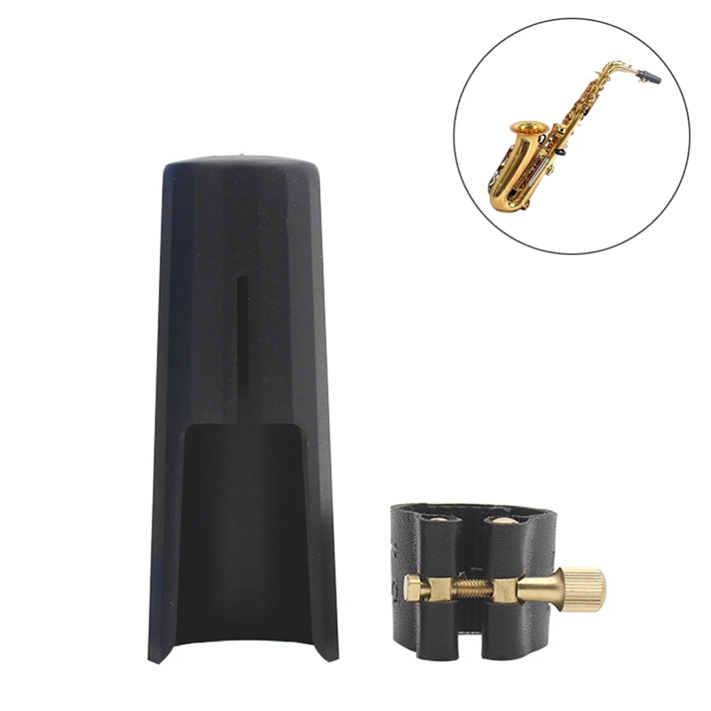 

Practical Professional Saxophone Mouthpiece Cap & Leather Ligature Clip for Alto Tenor Soprano Saxophone