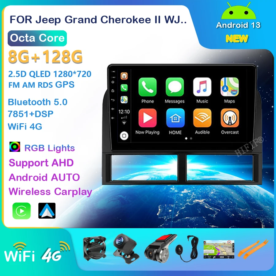 

Автомагнитола 2 din, мультимедийный видеоплеер, GPS-навигатор, Android, для Jeep Grand Cherokee II WJ 1998 - 2004