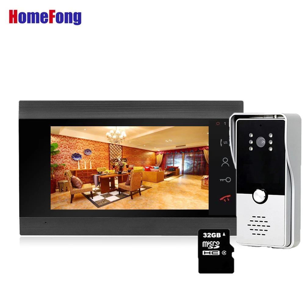 

Homefong 7 inch Home Intercom System Video Door Phone with Doorbell Camera Motion Detection Record SD Card