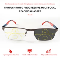 Lunettes de lecture multifocales progressives, photochromiques, anti-lumière bleue, charnière de fronde en métal, Tr bicolore, même style pour hommes et femmes 3
