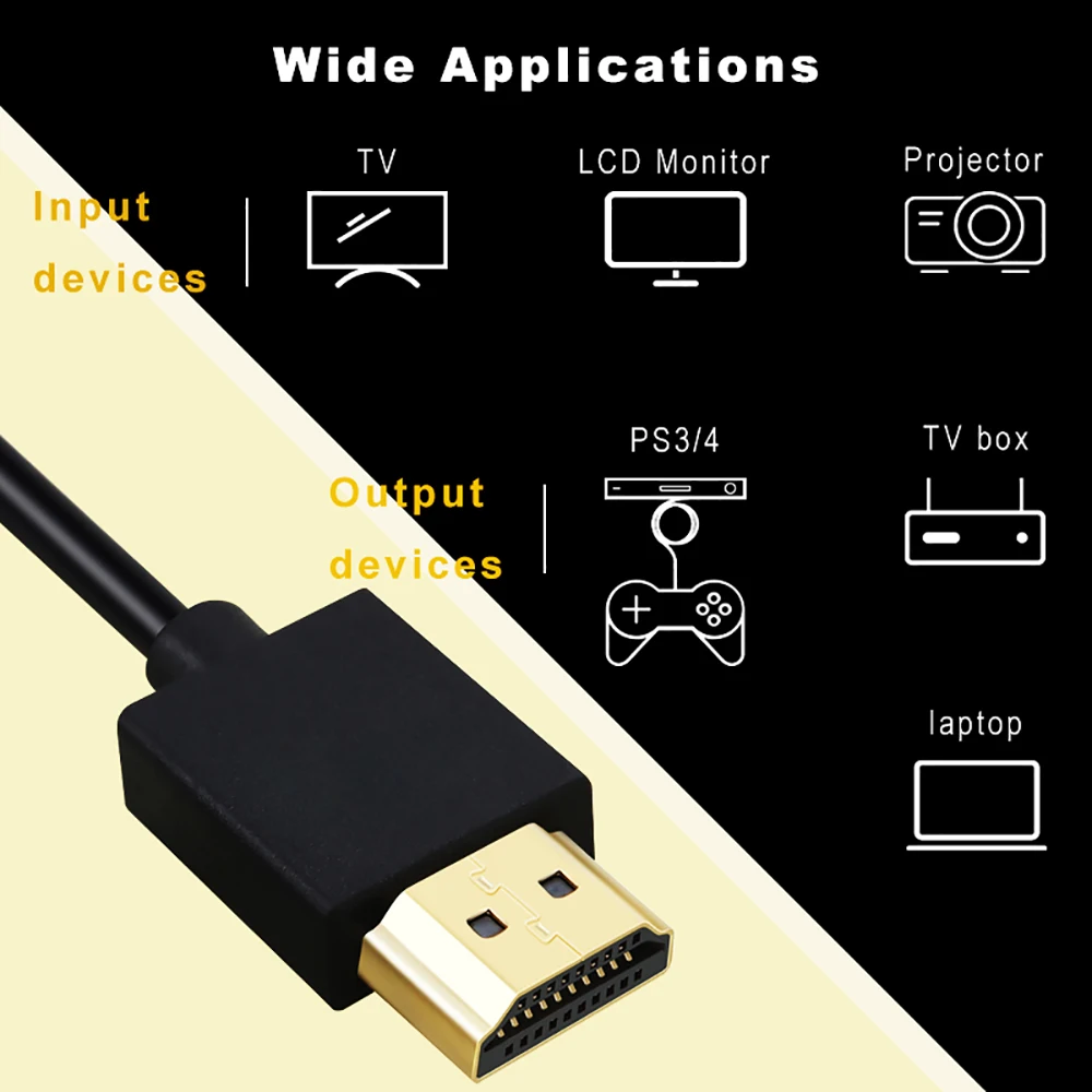 OD3.2 Ultra Soft & Thin HDMI To Mini HDMI Cord Supports High Speed 4K@60Hz 18gbps 2160p 1080p Extreme Slim & Flexible HDMI Wire
