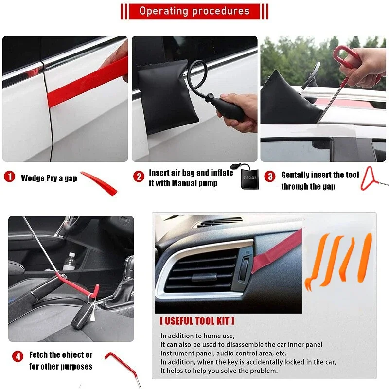 CISSIYOG 24PCS Car Tool Kit, Professional Automotive Car Emergency Kit With Long Reach Grabber Non Marring Air Wedge Pump Trim Removal Tools For Car Truck - View #2
