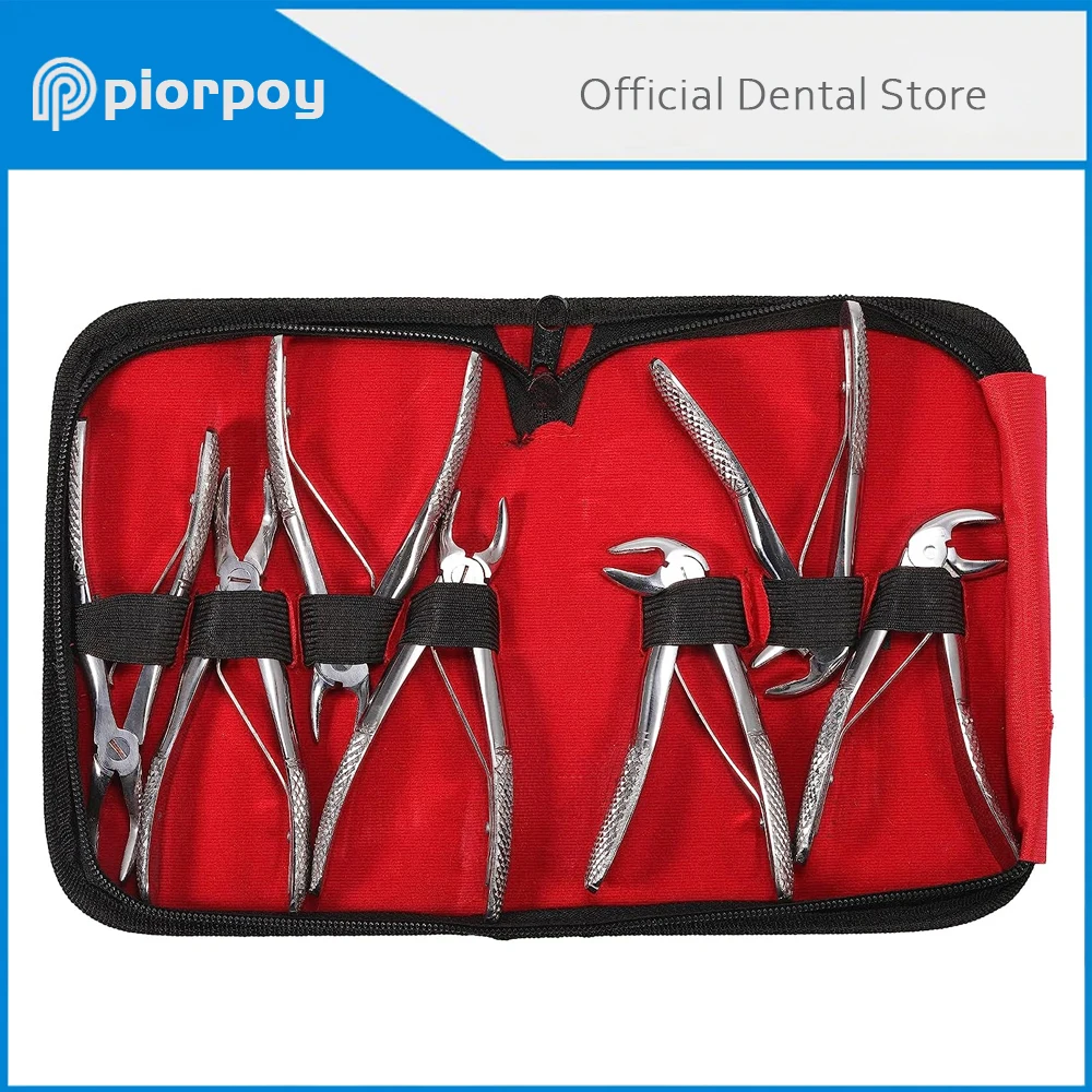 

PIORPOY Dental Surgical Pliers Instruments Tooth Extraction Forceps For Children With Toolkits Dentist Surgery 7 Pieces Kit