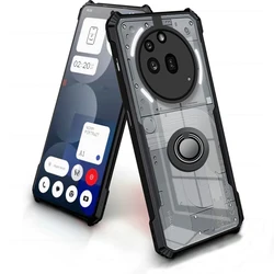 Clear Acrylic Shockproof Case with Magnetic Holder Ring and Enhanced Protection for NothingPhone 3A Pro (Black)