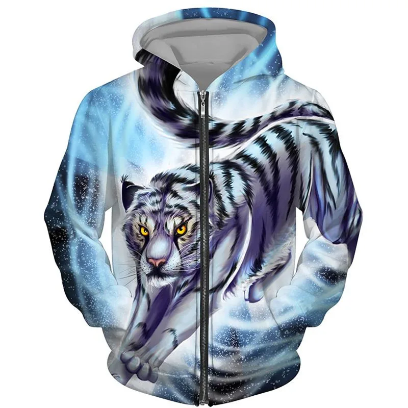 Sweat à Capuche Pour Hommes, Pull-Over Imprimé Tiger 3D Lion