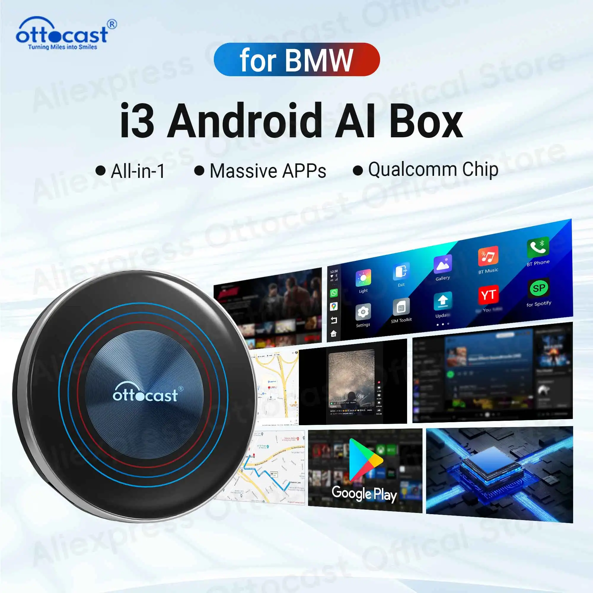 OTTOCAST OttoAiBox i3 for Car built in Wireless CarPlay AI Box