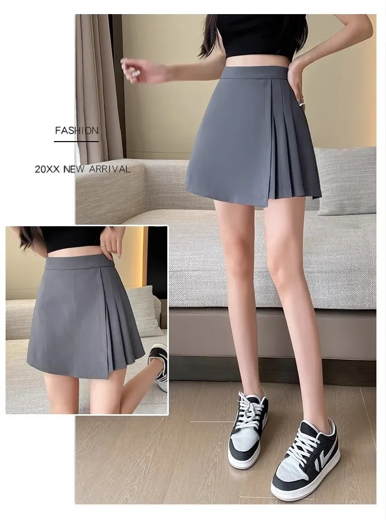 Gray pleated skirt - image 6