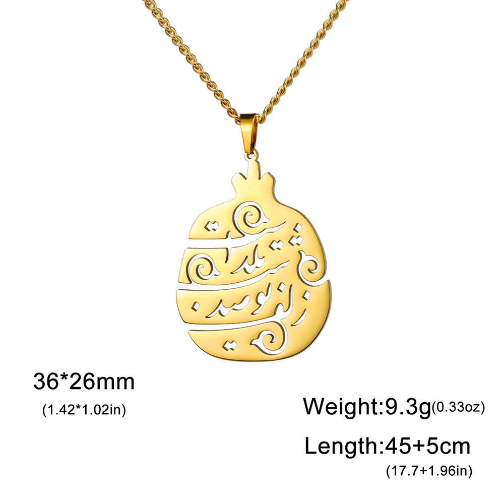 Dawapara Yalda-Collier de calligraphie persane pour femme, pendentif poème persan, bijoux en acier inoxydable