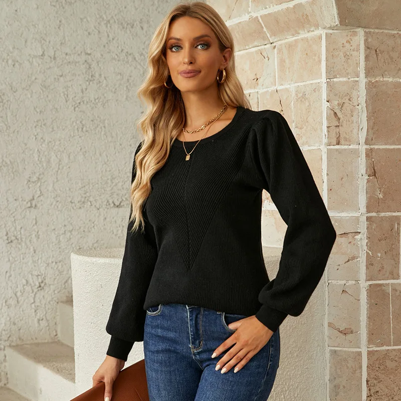 

New solid color knitted textured sweater