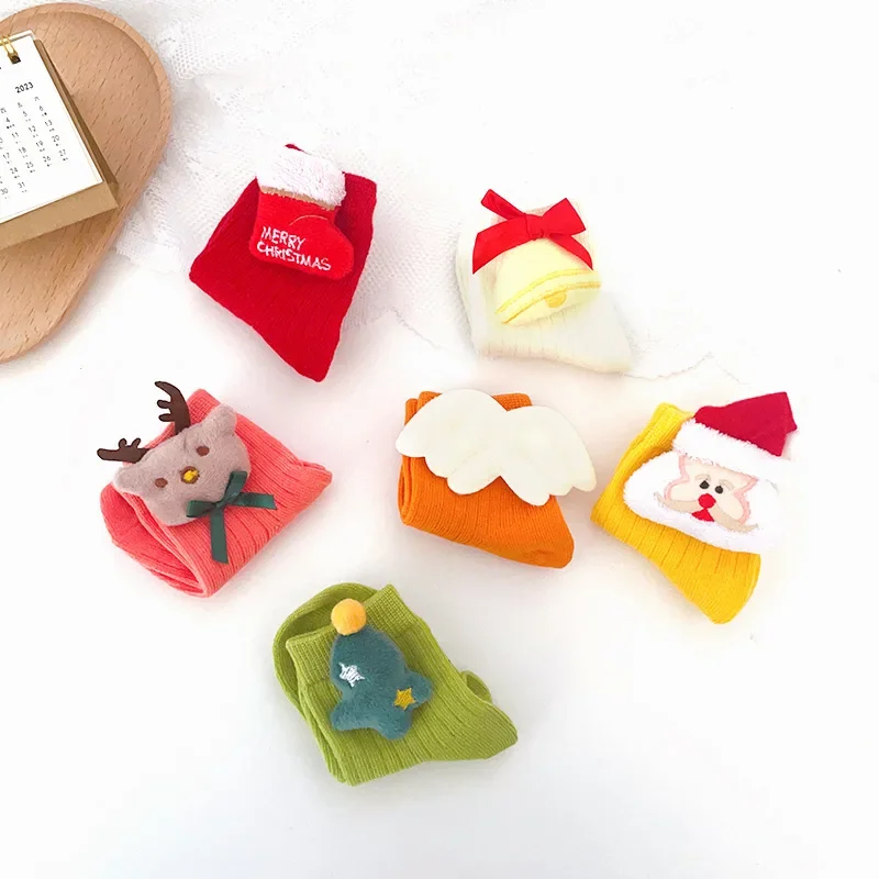 

New Baby Cartoon Cotton Socks Spring Fall Midtube Boys and Girls Baby Walking Floor Socks Christmas Socks