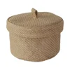 Weaving Snack Storage Box Jute  Sundries Storage Baskets With Lids Wardrobe Table Round Gift Box Wicker Seagrass Flower Pot 5