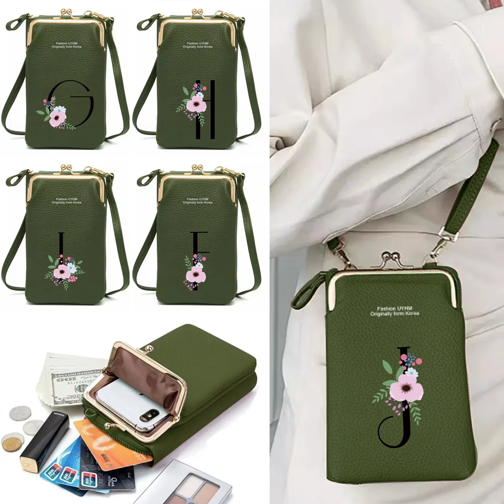 

Women's Mobile Phone Bag for Huawei/iPhone Card Holder Wallet Shoulder Leather Bags Handbag Letter Print Girls Phone Bag